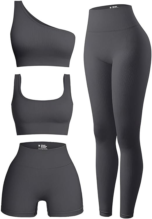 4 piece workout sets for women ribbed leggings clothes 4 piece workout sets for women ribbed leggings clothes