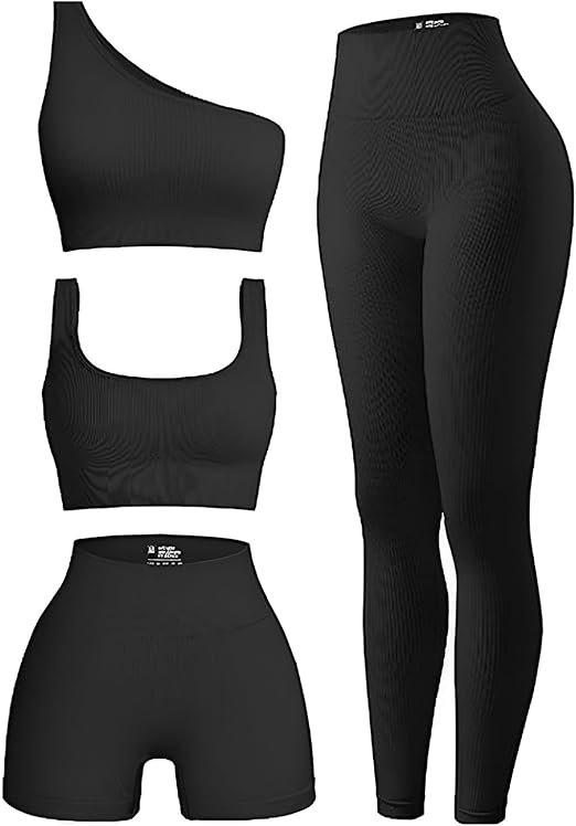 4 piece workout sets for women ribbed leggings clothes 4 piece workout sets for women ribbed leggings clothes
