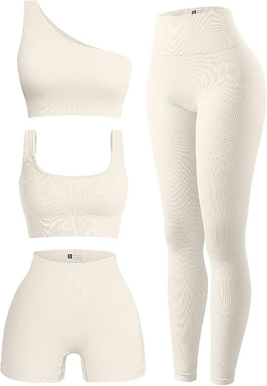 4 piece workout sets for women ribbed leggings clothes 4 piece workout sets for women ribbed leggings clothes