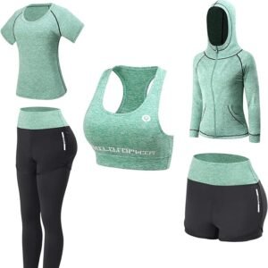 women workout clothes set 5 pcs exercise athletic outfits set
