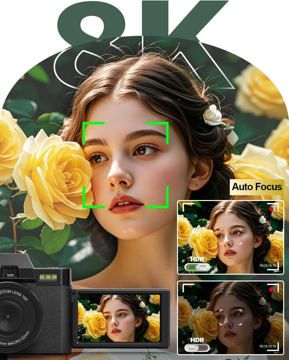 8k digital cameras for photography,64mp vlogging camera with 180°flip screen 8k digital cameras for photography,64mp vlogging camera with 180°flip screen