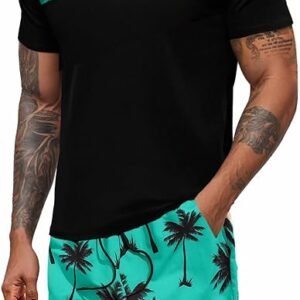 floerns men's shirt and shorts 2 piece sets graphic print beach outfits