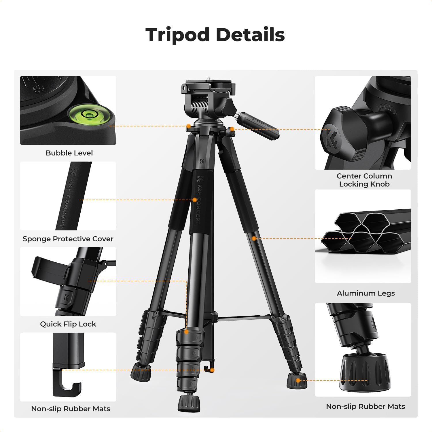 k&f concept camera tripod, 75" lightweight portable travel outdoor dslr tripods for camera phone video recording tripod stand, cellphone clip for smartphone live streaming vlog, black k&f concept camera tripod, 75" lightweight portable travel outdoor dslr tripods for camera phone video recording tripod stand, cellphone clip for smartphone live streaming vlog, black