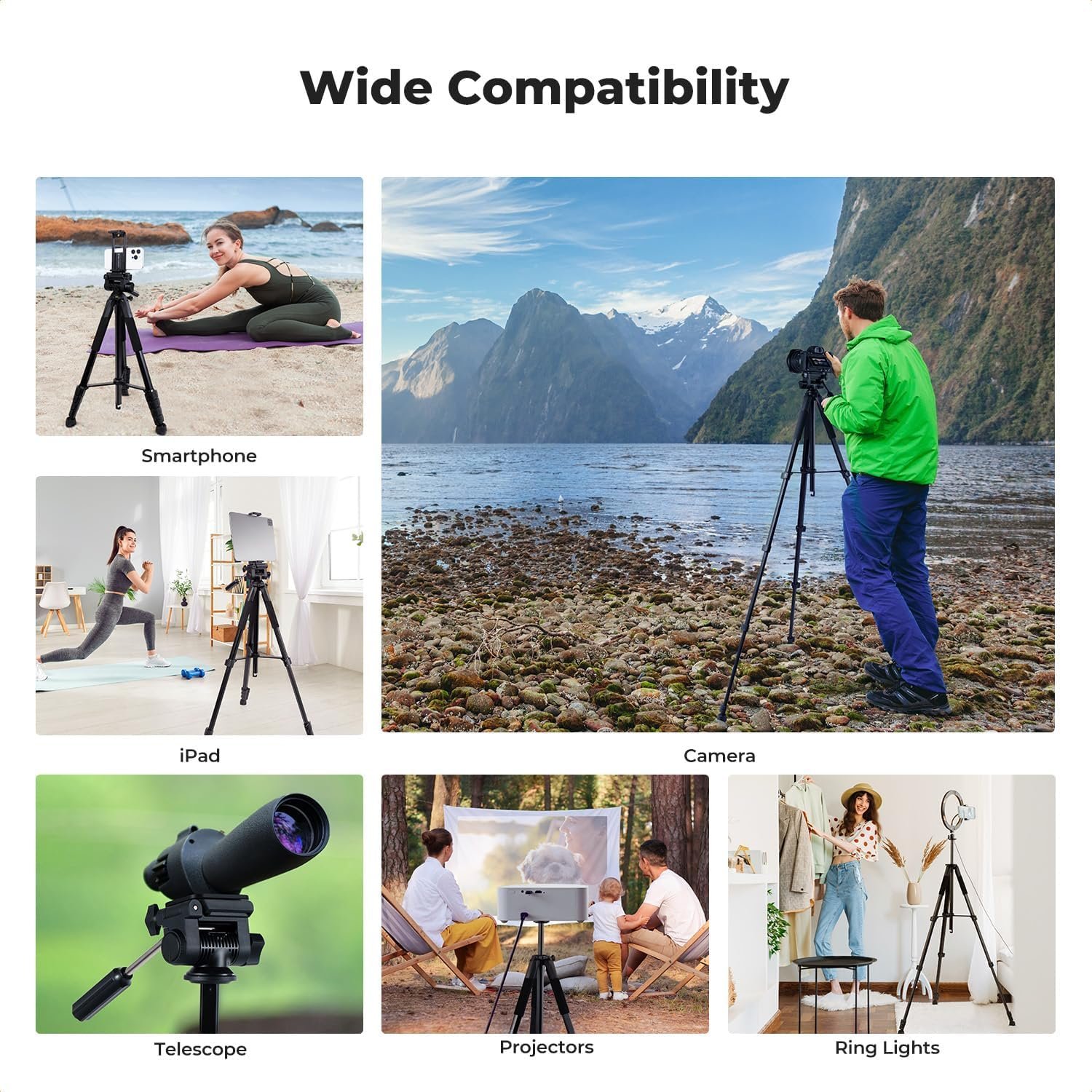 k&f concept camera tripod, 75" lightweight portable travel outdoor dslr tripods for camera phone video recording tripod stand, cellphone clip for smartphone live streaming vlog, black k&f concept camera tripod, 75" lightweight portable travel outdoor dslr tripods for camera phone video recording tripod stand, cellphone clip for smartphone live streaming vlog, black