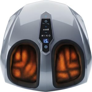 miko foot massager machine with deep kneading, compression, shiatsu, and heat for plantar fasciitis, neuropathy fits up to men size 12