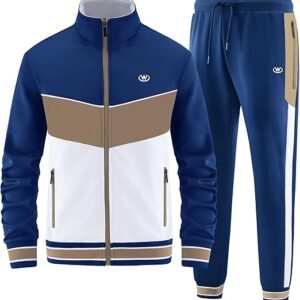 men's casual athletic tracksuit long sleeve sweatsuit set full zip